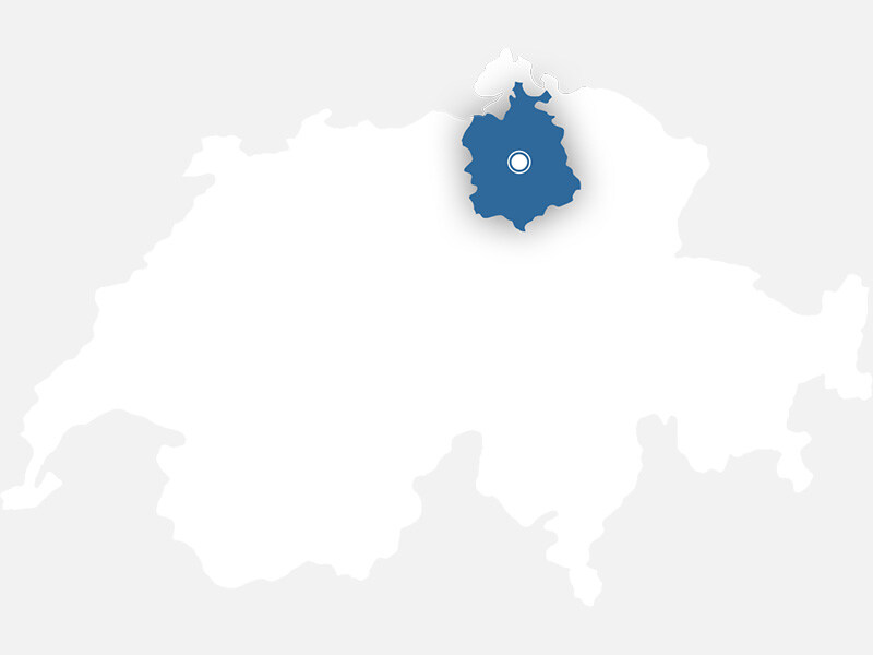 Image shows map of Switzerland with the canton of Zurich highlighted in blue